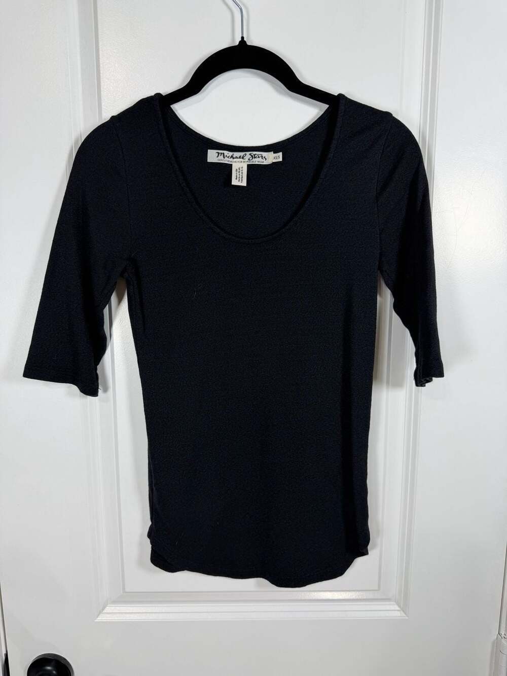 Michael Stars Black Scoop Neck 3/4 Sleeve Reversible Layering Top